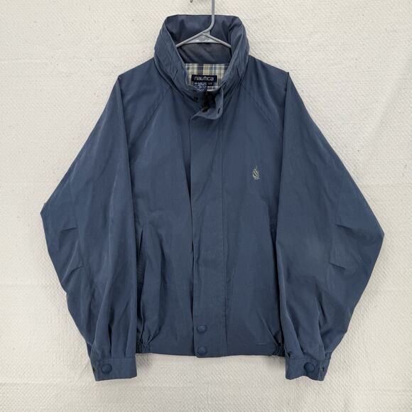 Nautica Other - Vintage Nautica Men's Navy Blue Cotton Harrington Jacket Size Large Hooded 90's